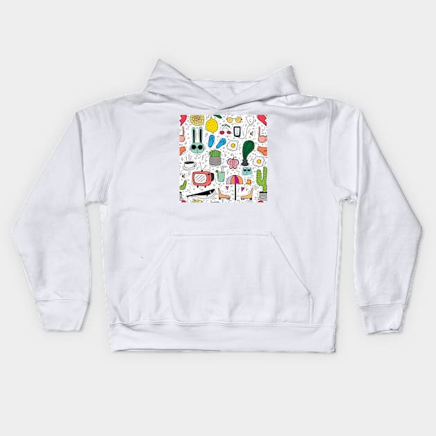 Cute Doodle Art Kids Hoodie by labatchino